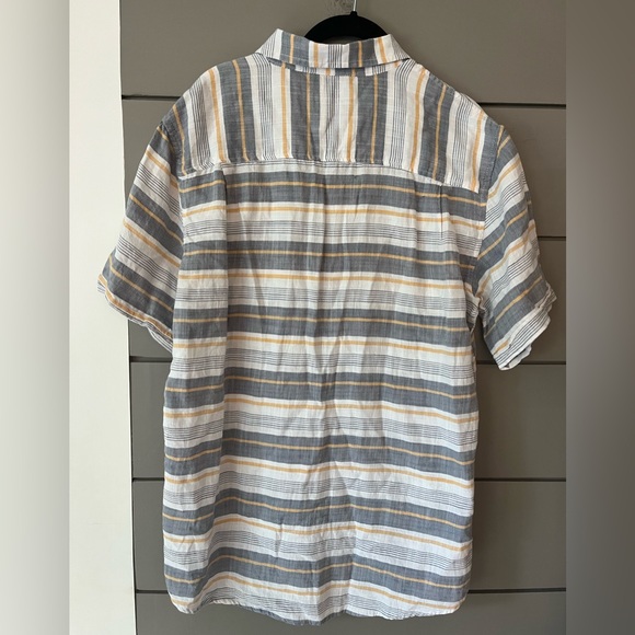 Weatherproof Short Sleeve Country Twill Stripe Shirt Blue‎ Yellow White Size M - Picture 2 of 7